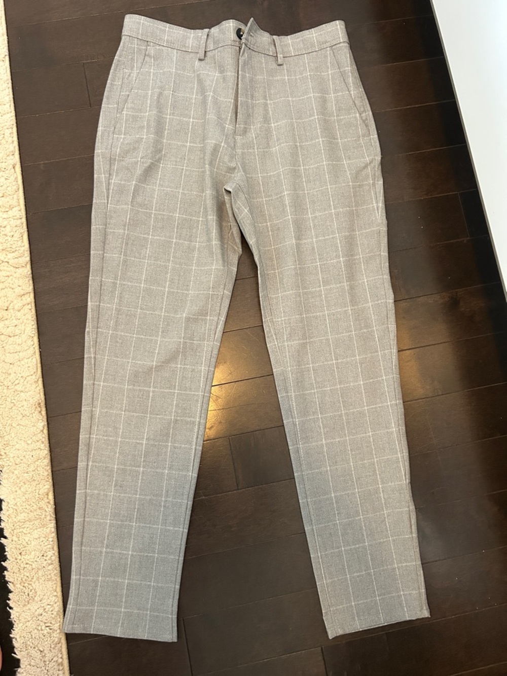 Zara Men's Slim-Fit Grey Plaid Chino Pants